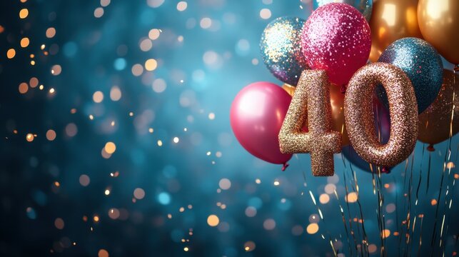 Celebrating a milestone birthday 40th with colorful balloons and shimmering decorations