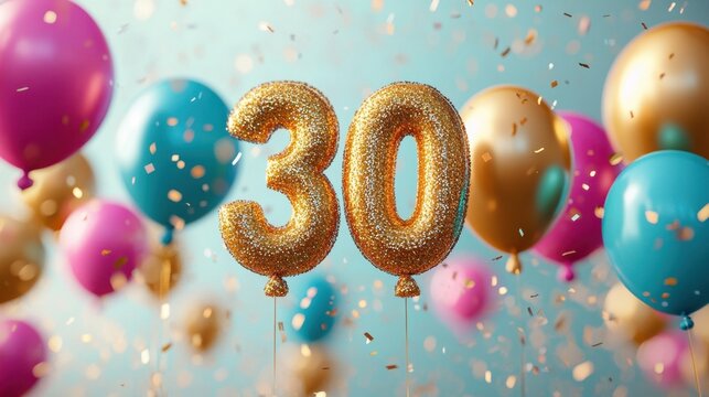 Celebrating a milestone birthday with vibrant balloons and shimmering decorations at an unforgettable party