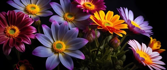 Fototapeta premium Dazzling Macroshot Featuring a Varied Collection of Flowers Each Bloom Showcasing Unique Textures and Colors in Perfect Harmony
