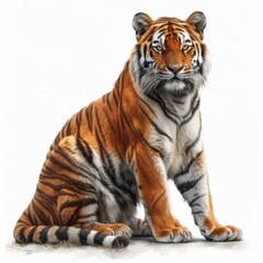 Obraz premium Isolated tiger image featuring a clear, white background for enhanced visual focus and impact