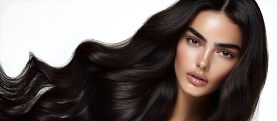 Beautiful woman with voluminous curly hairstyle,suitable for advertising hair care products,beauty salon marketing materials,fashion blog posts,editorial articles in magazines dedicated to health,beau