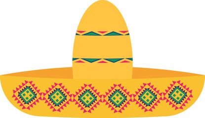 Mexican sombrero hat. Isolated vector illustration in flat style.	