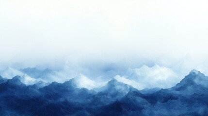 Obraz premium Dreamy blue-toned mountain landscape with misty atmosphere and soft texture