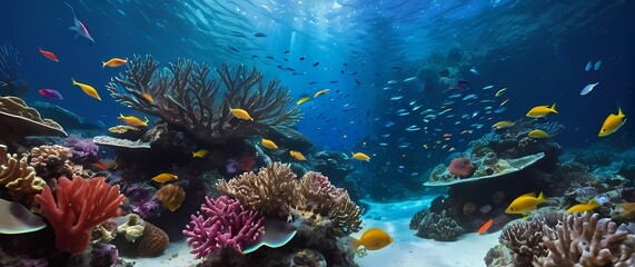 Captivating scene of a vibrant coral reef filled with colorful fish Each Movement Creates a Ballet of Natures Underwater Wonders