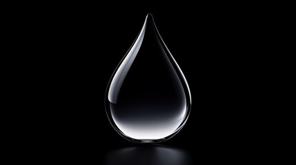 Stunning glass water droplet sculpture on a dark background, showcasing elegance and simplicity