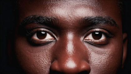 Fototapeta premium Close-up of Human man male brown dark Eye with Iris and Optical Details