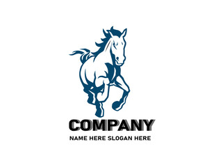 company logo,this hors company logo,very nice logo,with blue color,and font use bold,shado,company name,clogan|Horse logo concept design template.