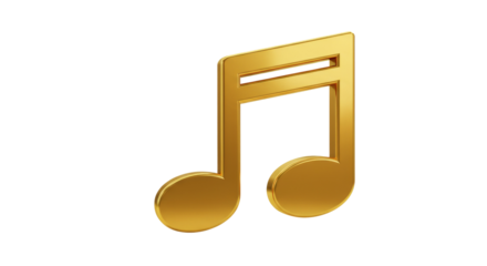 golden music note isolated on transparent background, PNG, musical staff, note isolated png, musical soundwave