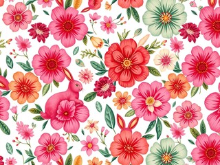 Spring-Inspired Floral Delights with Hopping Bunnies