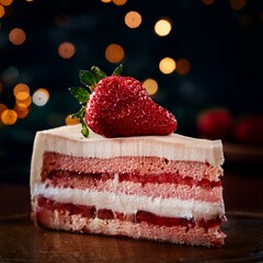 Trozo de pastel de fresas