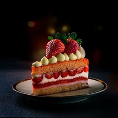 Trozo de pastel de fresas.