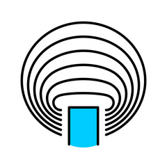 Obraz premium Magnetic field or other radar scan lines illustration. Wireless sensor radio waves. Working car parking control device. Adjustable stroke.
