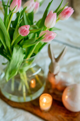Spring Easter home decor in light shades.