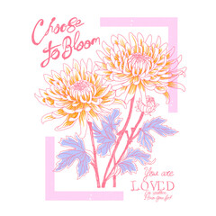 Sunflower vector graphic. hand drawn sunflowers artwork. girls graphics in t-shirt. choose to bloom typ slogan. women' fashion print. summer flower art illustration.  . retro color flower in vintage .