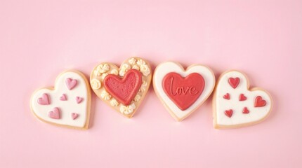 Decorated heart shaped cream cakes 