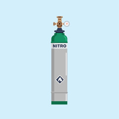 green gas cylinder tank, nitrogen bottle container, hydrogen, propane and butane lpg gas cylinder fuel logo illustration