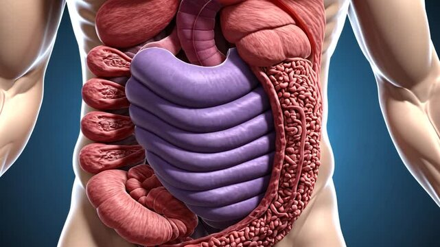 Anatomical Illustration of Human Internal Organs with detailed structures and colors
