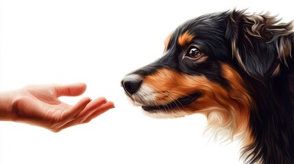 Fototapeta premium Cute dog giving his paw - isolated over a white background.