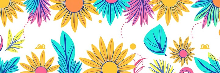 Summer Line Art Symphony: A Vibrant Canvas of Joyful Hues