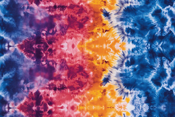 Vibrant tie-dye abstract carpet design seamless pattern with sharp, clear edges. Perfect for modern interiors, adding a splash of color and style to any space.Ideal for rugs, wall art, and home decor.