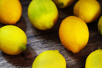 Fresh Lemons on Wooden Surface