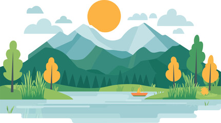summer landscape with mountains and trees