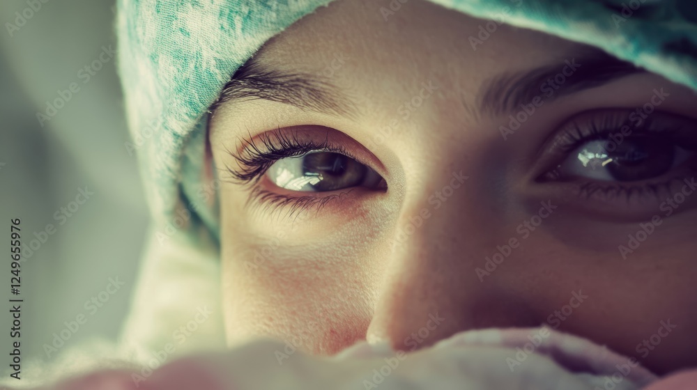 Poster a woman with a towel on her head