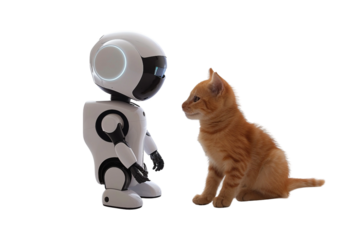 Cat Interacting with an AI Robot