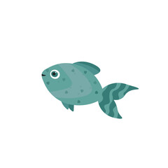 cute blue fish on a white background