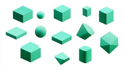 Obraz premium bundle green colour professional graphic design element 2d isolated with white background