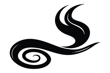 Silhouette vector illustration of a swirling smoke icon on a white background