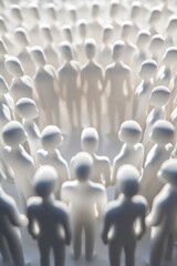 Fototapeta premium Crowd of 3D Figures in Monochrome Statue