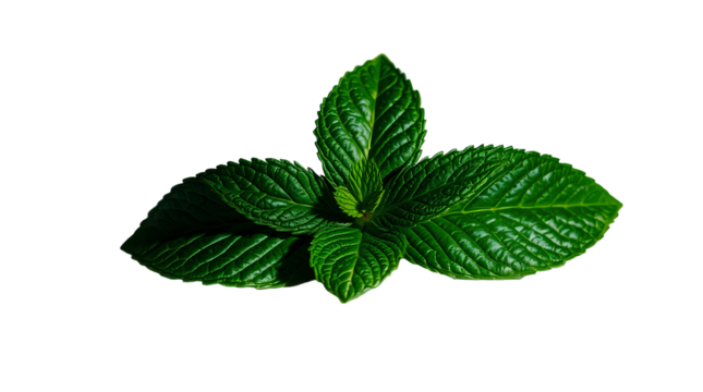 Photo of fresh mint leaf isolated on transparent background.png