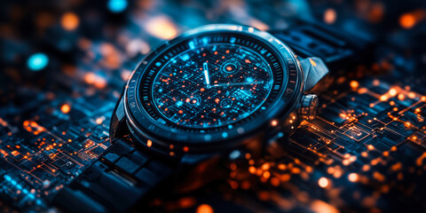 Advanced AI-Integrated Smart Watch with Futuristic Technology Interface for Personalized User Engagement