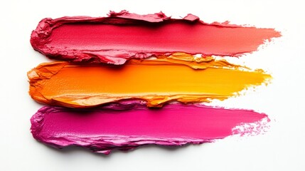 Obraz premium Layered strokes of lipstick in sunset-inspired colors generative ai