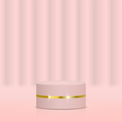 Valentine’s Day product display podium with a soft pink aesthetic. A luxurious cylindrical stage pedestal, ideal for showcasing romantic gifts, cosmetic products, and elegant branding materials. 