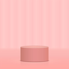 Valentine’s Day product display podium with a soft pink aesthetic. A luxurious cylindrical stage pedestal, ideal for showcasing romantic gifts, cosmetic products, and elegant branding materials. 