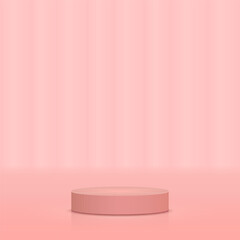 Valentine’s Day product display podium with a soft pink aesthetic. A luxurious cylindrical stage pedestal, ideal for showcasing romantic gifts, cosmetic products, and elegant branding materials. 