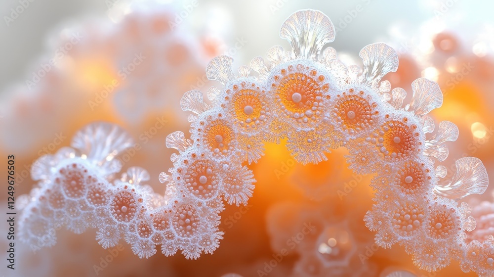 Aufkleber Abstract orange fractal art; organic shapes; soft light; background blur; design element