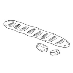 Bread bag hand drawn doodle. Baked bun. Bakery. Loaf. Baguette. Wheat dough pie. Sweet food. Paper packaging. Homemade pastry. Sugar biscuit dessert. Vector sketch line art illustration.