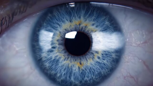 Human blue eye dilating showing different stages of pupil dilation