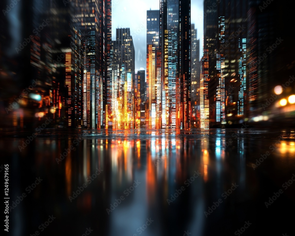 Poster smart city concept linked to abstract points via gradient line