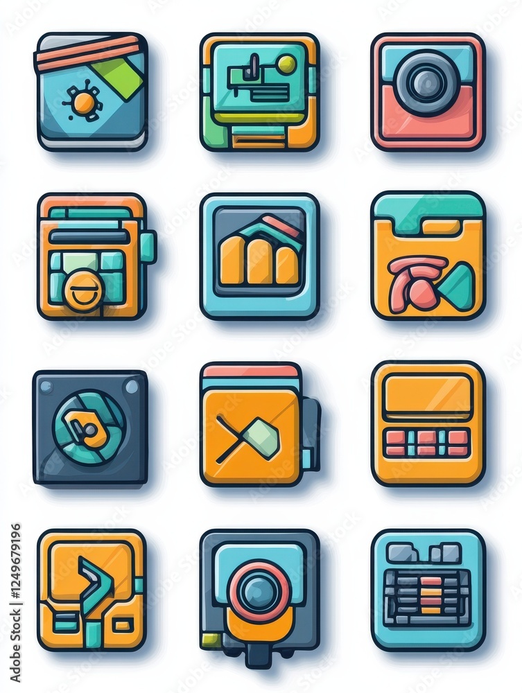 Poster application vector line icon set isolated on white background. application line icon set for infogra