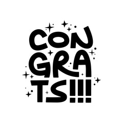 Congrats hand drawn lettering message. Congratulations sticker. Fun design.