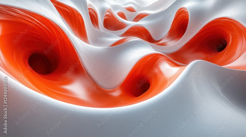 Aufkleber abstract orange and white swirls, 3d render, background texture, design element