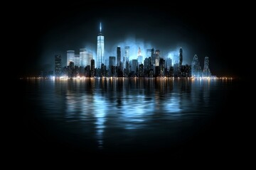 Fototapeta premium Global media link stock, set against a night city backdrop, incorporating digital elements, internet, 5G communication, networking, smart city features, business partnerships, network connections,