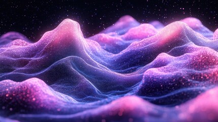Obraz premium Glowing Pink & Blue Particle Waves, Abstract Background