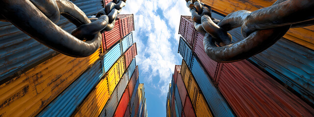 Heavy Chains Framing Shipping Container Skyline