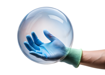 hand holding a blue ball