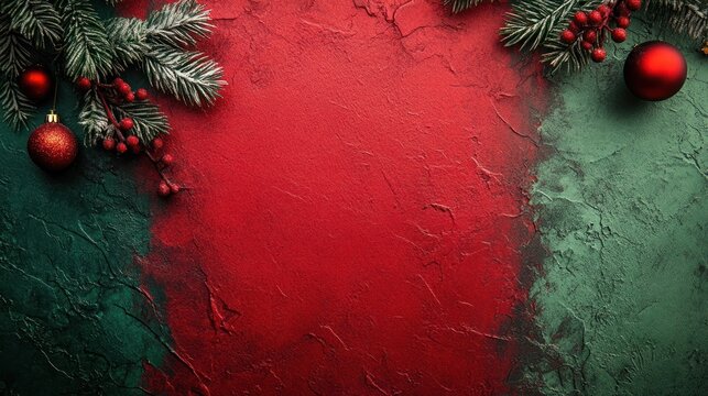 Divided red and green card textures with Christmas themes, featuring blank spaces for customization